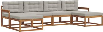 vidaXL Conjunto De Sof&aacute;s De Exterior 6 Uds. Gris Natural Y Claro Vidaxl