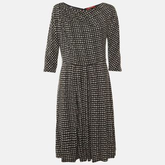 Max Mara Black Printed Jersey Midi Dress