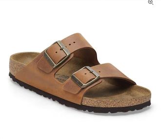 Birkenstock Womens Arizona Oiled Leather Sandal In Cognac