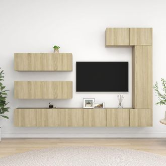 vidaXL Vidaxl - Juego De Muebles De Sal&oacute;n 7 Piezas Roble Sonoma