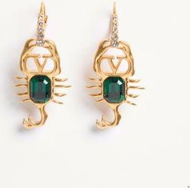 Valentino Garavani Orecchini Gardienne in Metallo, Cristalli e Vetro Donna ANTIQUE BRASS/EMERALD UNI