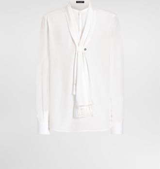 Dolce & Gabbana Cr&ecirc;pe De Chine Martini Shirt - Man Shirts White Silk 41