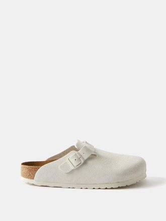 Birkenstock Boston Suede Clogs - Womens - White