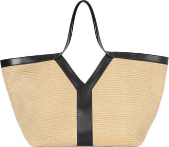 Tiffany & Fred Raffia & Leather Large Tote
