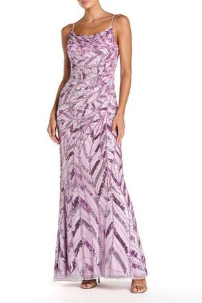 Mac Duggal Sleeveless Cowl Back Embellished Gown in Lilac at Nordstrom, Size 12