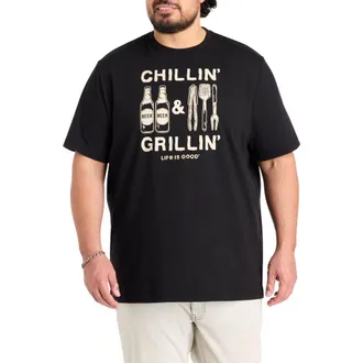 Life is good Big & Tall Chillin And Grillin Graphic Tee in Black at Nordstrom, Size 3X Big