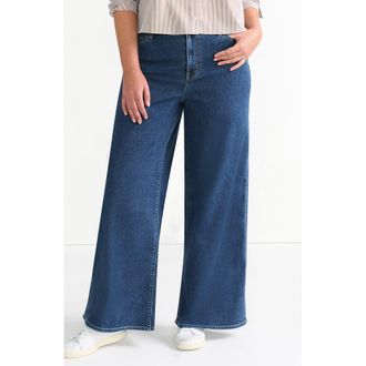 Lands End Recover Denim High Rise Extra Wide Leg Jeans in Crawford Wash at Nordstrom, Size 22W