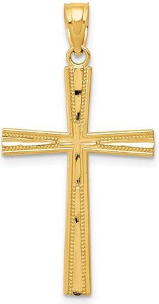 Diamond2Deal 14k Yellow Gold Reversible Satin Diamond-cut Cross Pendant