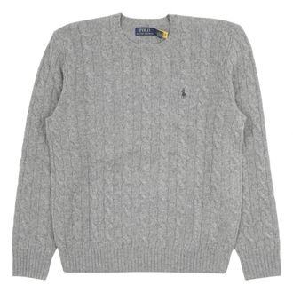 Polo Ralph Lauren Round-neck Knitwear, male, Gray, Size: M Lscablecnpp Long Sleeve Pullover