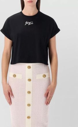 Balmain cropped logo cotton t-shirt