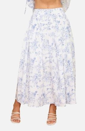 Blu Pepper Floral Toile Pleated Midi Skirt in Blue Multi at Nordstrom Rack, Size Medium