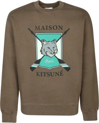 Maison Kitsun&eacute; Groene Sweatshirt Aw 23 - Heren - Sweatshirts - Groen - XL - Katoen - Hoodies & sweatvesten