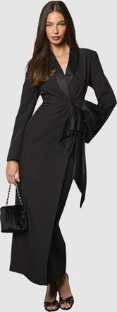Coast Muse Bow Front Satin Maxi Dress in Black at Nordstrom, Size 10