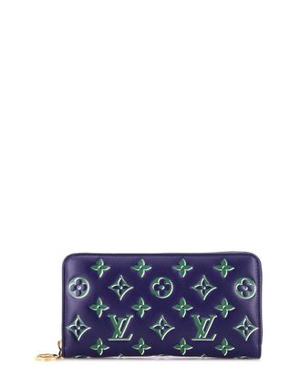 Louis Vuitton Blue Monogram Embossed Lambskin Coussin Zippy Wallet (Authentic Pre-Loved)