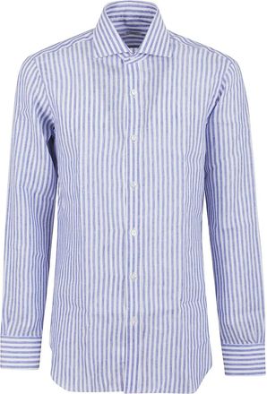 Buonamassa Camicia in lino a righe - Blu