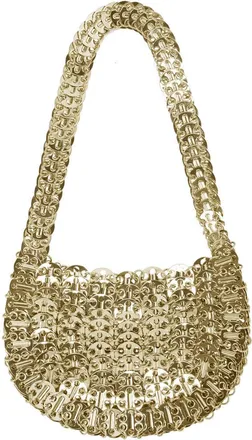 Paco Rabanne 1969 Crescent-Shaped Shoulder Bag In Gold Steel Mesh