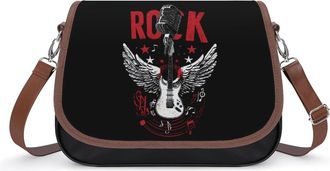 Generic Rock Music Guitar Small Womens Crossbody Bags Shoulder Handbag with Adjustable Strap for Travel
