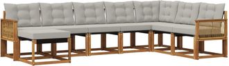 vidaXL Conjunto De Sof&aacute;s De Exterior 8 Uds. Natural Y Gris Claro Vidaxl