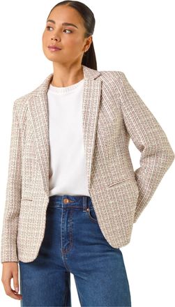 Roman Womens Petite Boucle Revere Collar Blazer - Light Pink - Size 18 UK