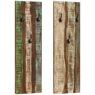 vidaXL Vidaxl - Appendiabiti a Parete 2pz 36x3x110cm Legno Massello di Recupero