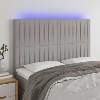 vidaXL Cabecero Con Luces Led Tela Gris Claro 144x5x118/128 Cm Vidaxl