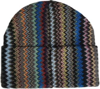 Missoni Geometric Wool Blend Multicolor Beanie - Dames - Hoeden - Veelkleurig - ONE Size - Wol - Accessoires
