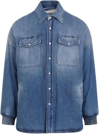 Alexander McQueen Overhemden, Heren, Blauw, M, Denim, Quilted Denim Shirt