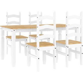 vidaXL Vidaxl - Juego De Comedor Panama 5 Pzas Madera Maciza De Pino Blanco