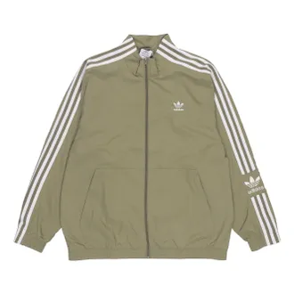adidas Mens adidas originals Logo Small Logo Zipper Stand Collar Stripe Sports Jacket Brown H41390