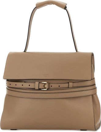 Moschino Womens Nappa Leather Shoulder Bag Beige
