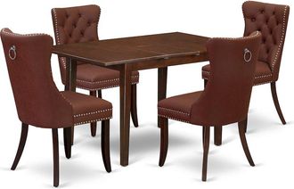 East West Furniture 5 Piece Dining Set Consists of a Rectangle Wooden Table with Butterfly Leaf
