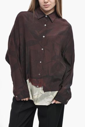 Dries Van Noten Camicia in Seta CASIO con Fondo a Contrasto Dries Van Noten