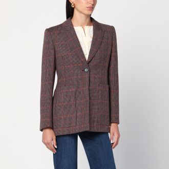 Chlo&eacute; Single-breasted checked brown wool jacket