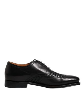 Dolce & Gabbana Black Leather Derby Wingtip Lace Up Formal Dress Mens Shoes