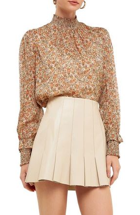 endless rose Floral Stripe Long Sleeve Chiffon Blouse in Ivory Multi at Nordstrom, Size X-Small