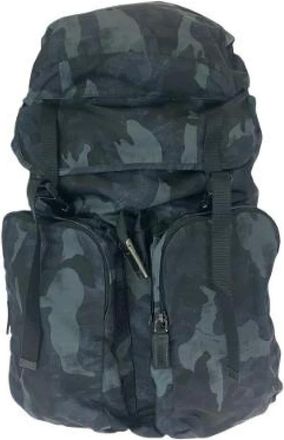 Prada Pre-owned Backpacks, male, Black, Size: ONE SIZE Pre-owned Tessuto Nylon Backpack V136