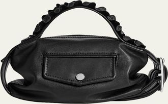 Simone Rocha Biker Mini Ruffle-Trim Leather Top-Handle Bag