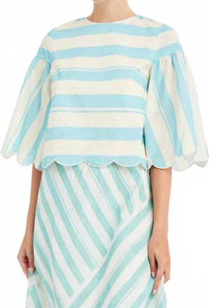 Mestiza New York Marianna Scallop Top In Aegean Stripe