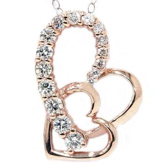 Pompeii3 14K Rose Gold 1ct Diamond Journey Heart Pendant