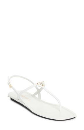 Prada Triangle Logo Sandal in Bianco at Nordstrom, Size 10.5Us