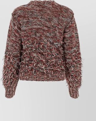 Durazzi Milano embroidered fringe knit sweater with ribbed finish