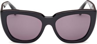 Max Mara Glimpse4 54mm Polarized Cat Eye Sunglasses in Shiny Black /Smoke at Nordstrom