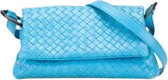 Bottega Veneta Pre-owned Woven Leather Crossbody - Dames - Vintage Schoudertas - Blauw - ONE Size - Leer - Vintage