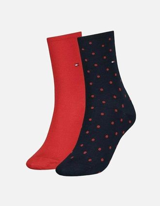 Tommy Hilfiger Womens 2-Pack Dots Pattern Womens Socks, Red/Navy - Black - Size: 2/2.5/5/4.5/4/3.5/3