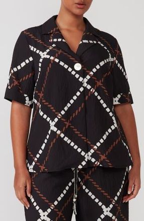 Estelle Marine Short Sleeve Button-Up Shirt in Print at Nordstrom Rack, Size 22W