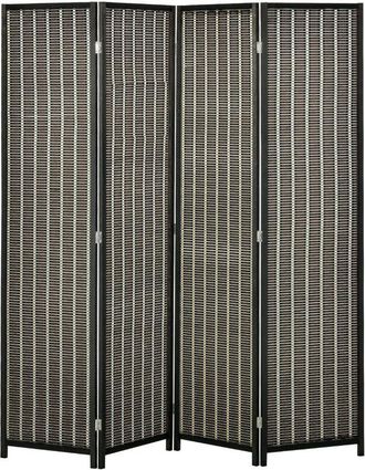 HOMCOM Biombo De 4 Piezas De Bamb&uacute; Separador De Ambientes Plegable Divisor De Habitaciones Decorativo Para Dormitorio Sal&oacute;n 180x180x1,9 Cm