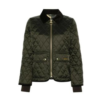 Barbour Jassen, Dames, Groen, S, Leer, Beadnell Fitted Quilted Jacket