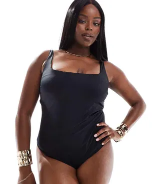 Asos Curve ASOS DESIGN Curve revenge sculpting swimsuit in black