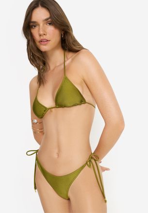 Lascana Triangel-Bikini-Top LSCN BY LASCANA Sunny, Damen, Gr. 36, Cup C/D, gr&uuml;n moss, Obermaterial: 82% Polyamid, 18% Elasthan. Futter: 100% Polyester, gl&auml;nze
