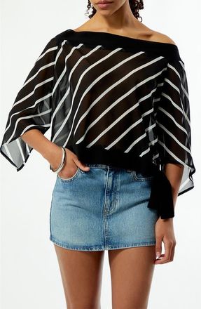 PacSun Ken Stripe One-Shoulder Top in Black Stripe at Nordstrom, Size Xx-Small